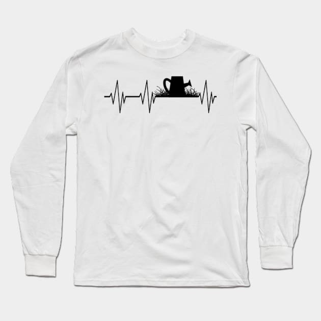 Watering Can Heartbeat Gardening Gardener Gift Long Sleeve T-Shirt by larfly